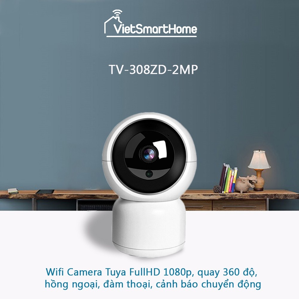 Camera Wifi 308ZD-2MP Tuya Full HD Quay 360 độ, Hồng Ngoại, Đàm Thoại, Cảnh Báo Chuyển Động