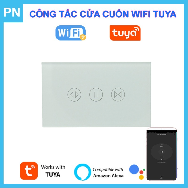 Công Tắc Cửa Cuốn Wifi Thông Minh Tuya, Công Tắc Cửa Cuốn Wifi Tuya, Nút Bấm Cảm Ứng Đóng Mở Cửa Từ Xa App Smart Life