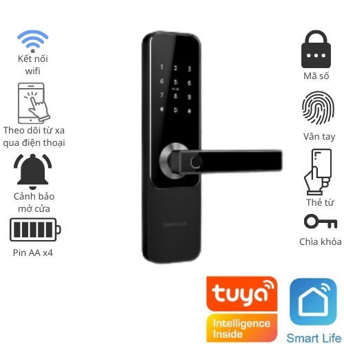 Khóa Cửa Khóa Vân Tay H36 TUYA Bluetooth Điều Khiển Từ Xa Qua Điện Thoại App Tuya và Smart Life + Bảo Hành 12 Tháng